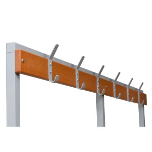 PROREGAL Sitzbank Seal mit Hakenleiste und Schuhrost, Holzoptik