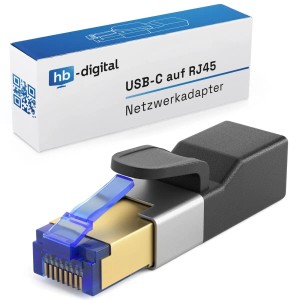 hb-digital USB C Netzwerkadapter RJ45 Stecker Buchse 1Gbps USB 3.0