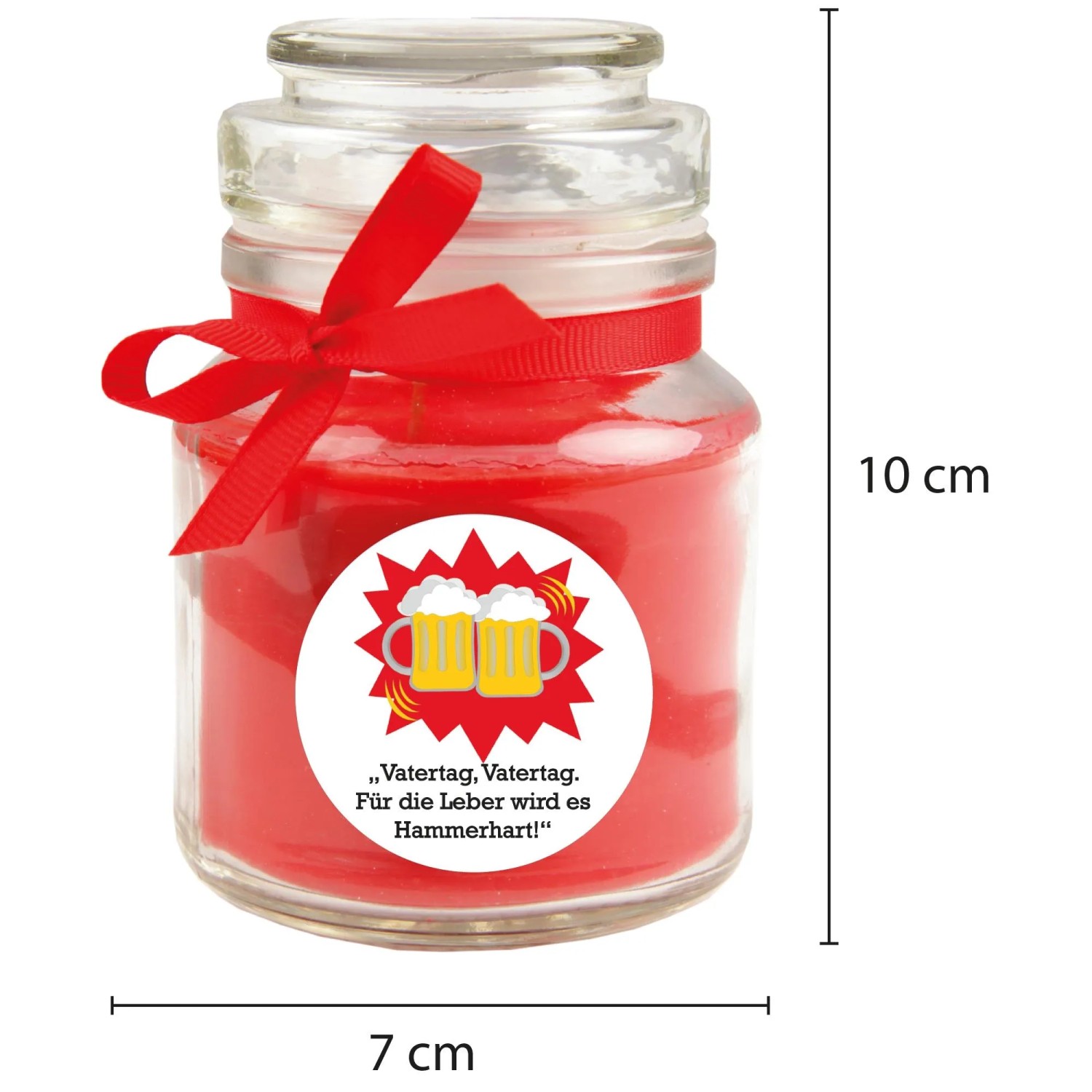 HS Candle Duftkerze im Glas mit Vatertagsmotiv und roter Schleife. Ideal als Geschenk.