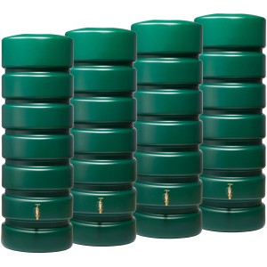 Garantia Zisterne Gartentank-Set Classico, 4 dunkelgrüne Regentonnen à 650 l mit Auslaufhahn.
