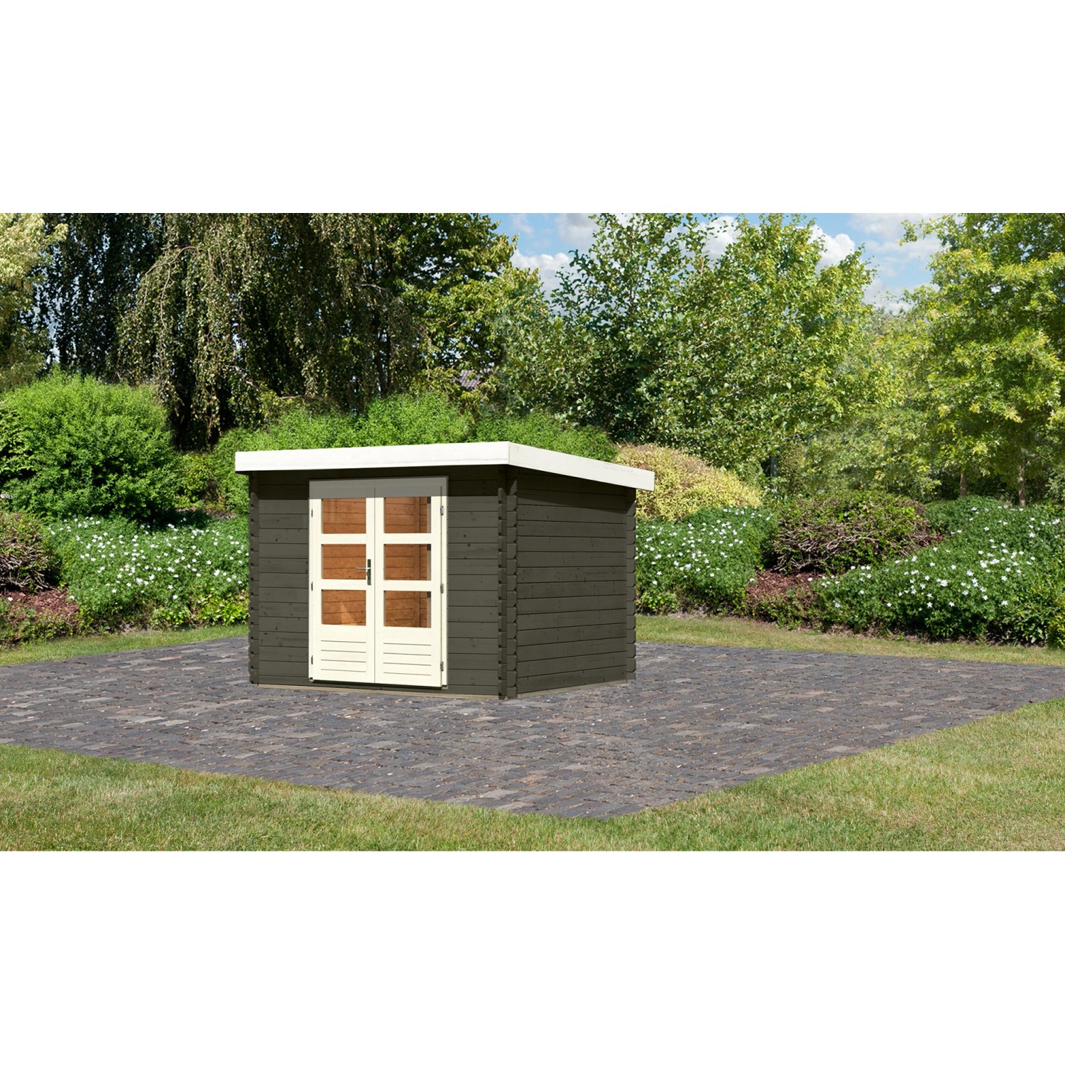 Karibu Gartenhaus Ängelholm 3 Terragrau 297 cm x 237 cm günstig online kaufen