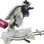 Makita LH1040F Tisch-Kapp- und Gehrungssäge mit Sägeblatt, Absaugvorrichtung und Tischkreissägefunktion.