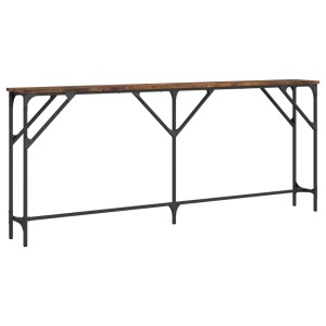 vidaXL Konsolentisch in Räuchereiche, 180 cm breit, mit schwarzem Metallgestell.