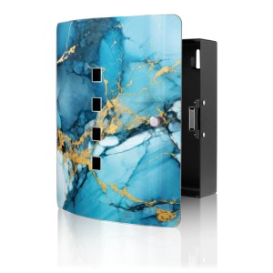 Banjado Schlüsselkasten Edelstahl, Motiv Blauer Marmor mit Gold. Schlüsselbox für 10 Schlüssel.