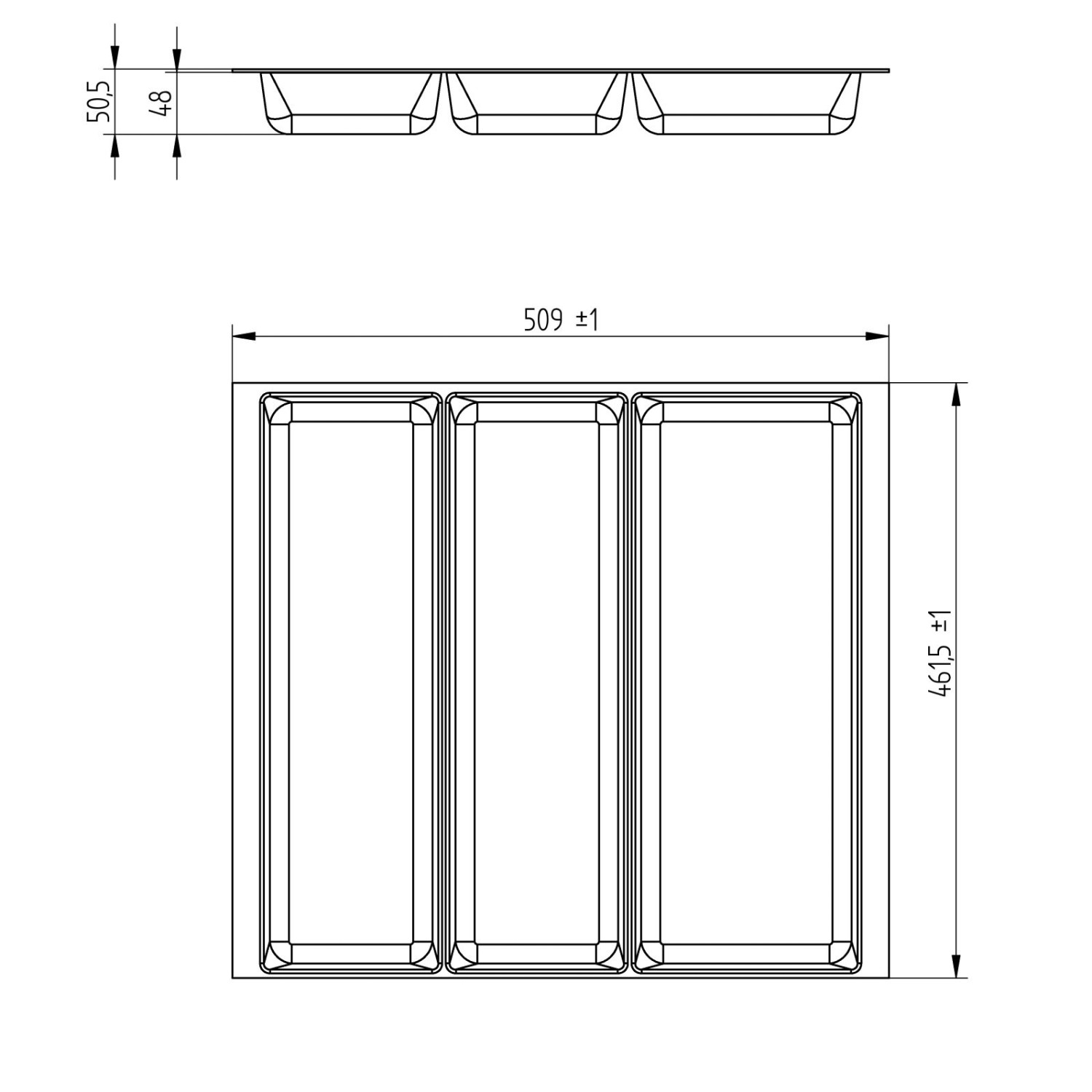 SOTECH ORGA-BOX-2 Multifunktionseinsatz Tiefe 462mm Höhe 50,5mm Für Nobilia Küche Canvas Struktur Anthrazit Breite 509mm_6
