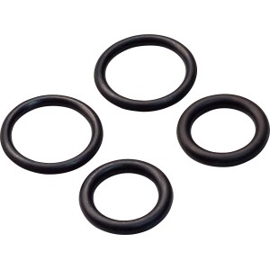 O-Ring-Set für Gartenschläuche, 4 schwarze Gummidichtungen für zuverlässige Schlauchverbindungen.