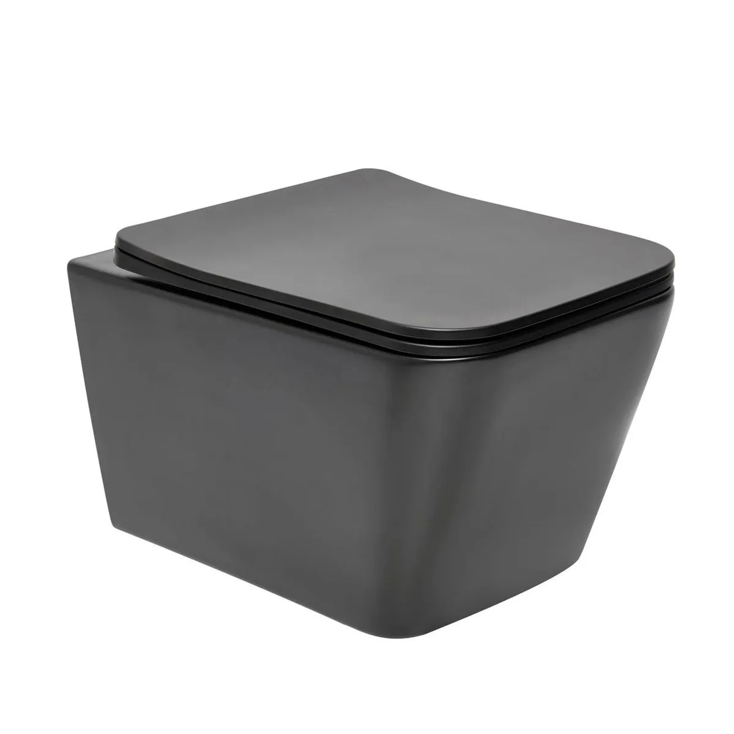 Swiss Aqua Technologies Wand WC Spülrandlos mit SoftClose TakeOff WC-Sitz Schwarz Matt