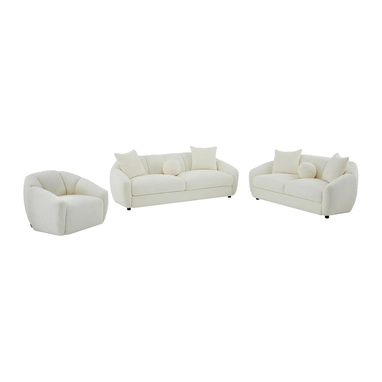 Vente-unique Couchgarnitur Mit Sessel Nafeki Elfenbeinfarben 93 cm  182 cm  216 cm