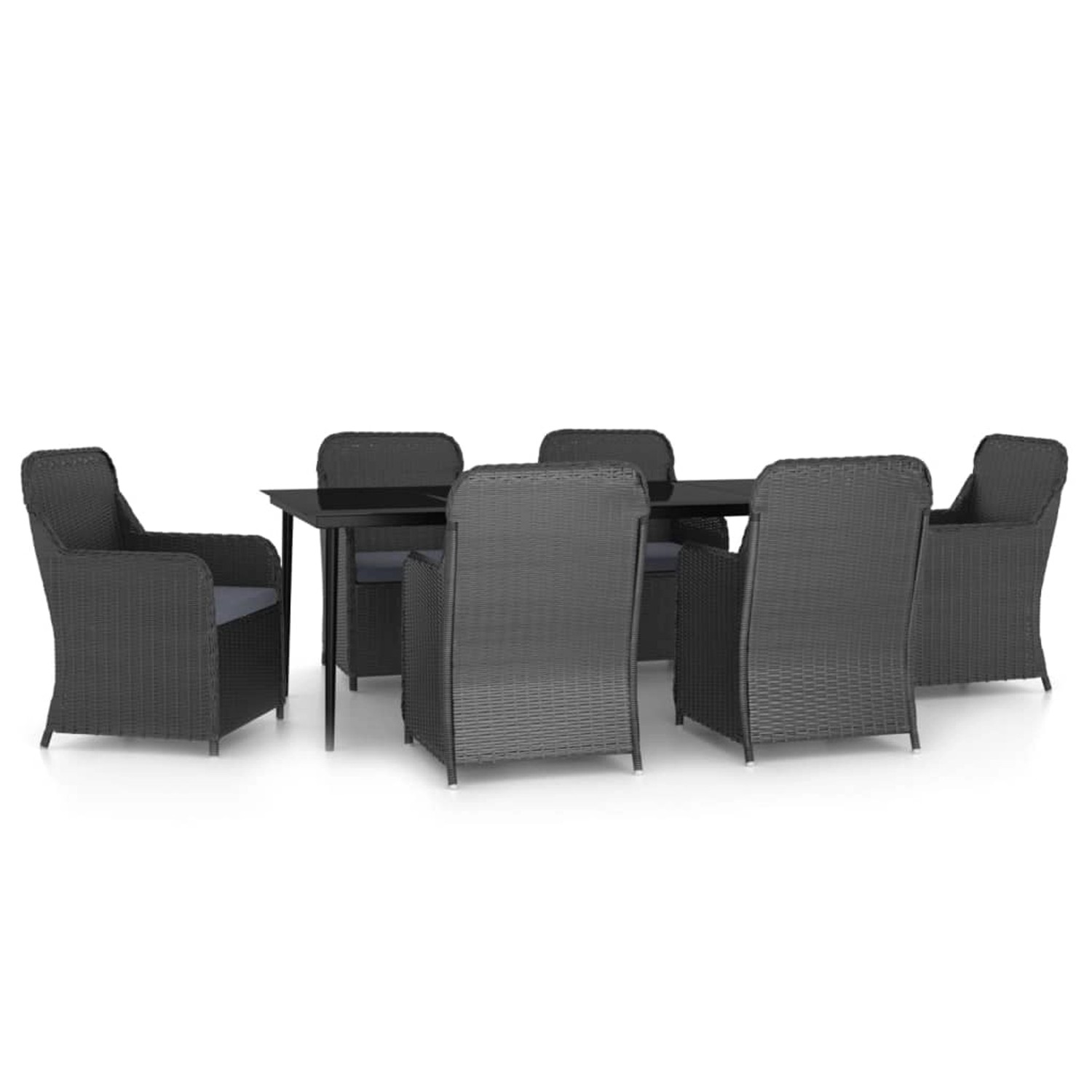 vidaXL 7-Tlg Garten-Essgruppe mit Kissen Schwarz 3099545