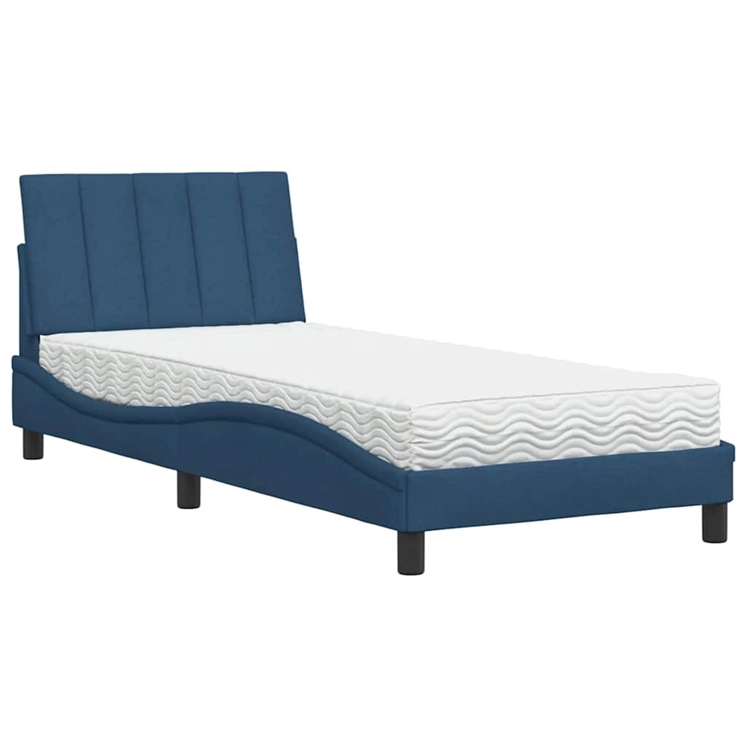 vidaXL Bett mit Matratze Hanko Blau 90x200 cm Stoff 3310509