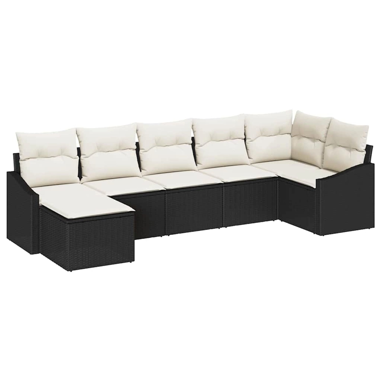 vidaXL Garten-Sofa-Set 7-Tlg Schwarz Poly Rattan 3346807 günstig online kaufen
