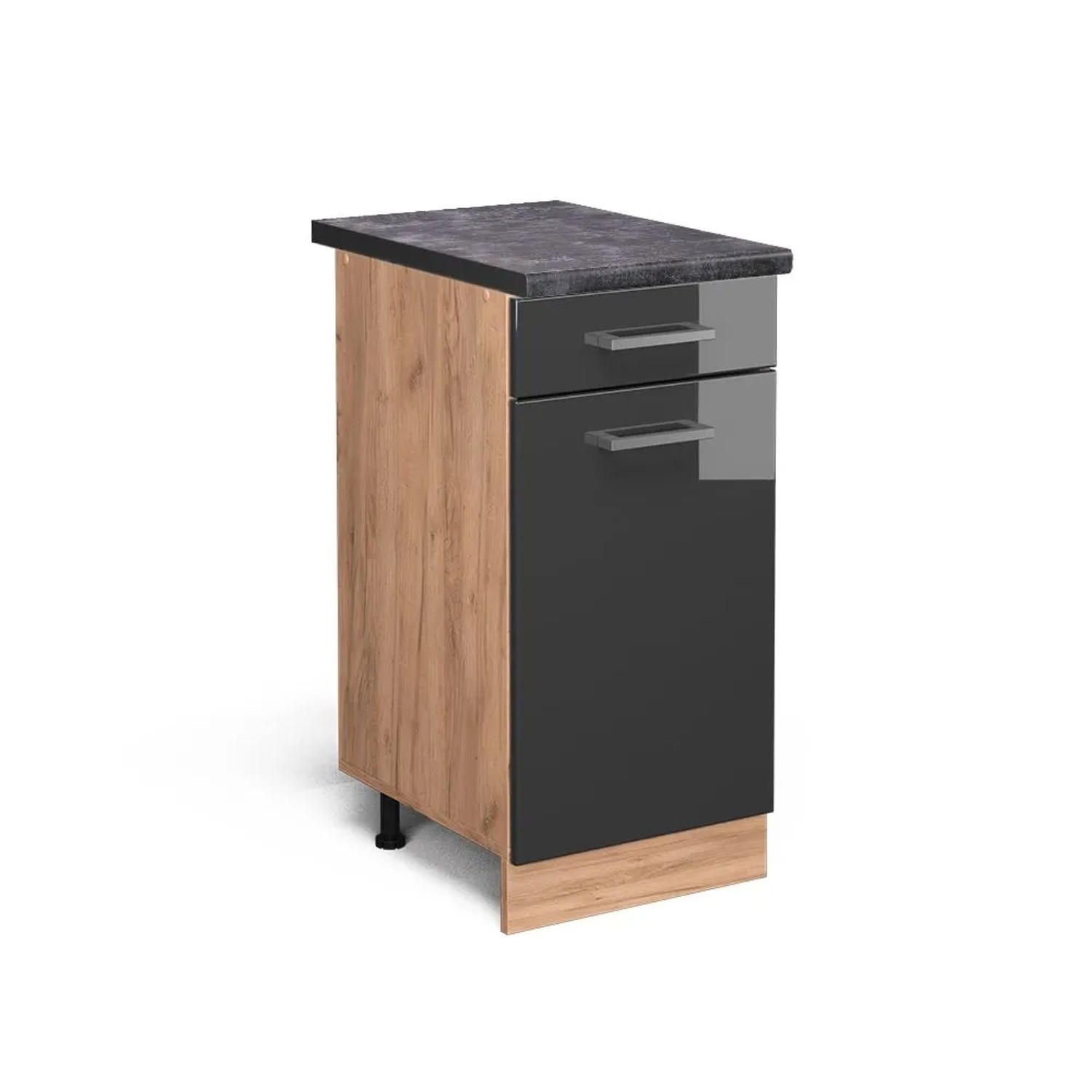 Vicco Küchenunterschrank R-Line Anthrazit Hochglanz Goldkraft Eiche 40 cm AP Anthrazit