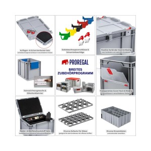 PROREGAL Eurobox Sparset: 10 Boxen mit Deckel und Zubehör. Aufbewahrungsboxen für Industrie und Gewerbe.