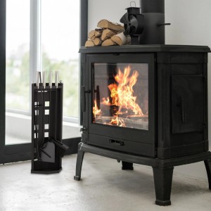 Relaxdays Kaminbesteck Metall Schwarz 5-teilig 61 cm x 22 cm x 15 cm 2,4 kg