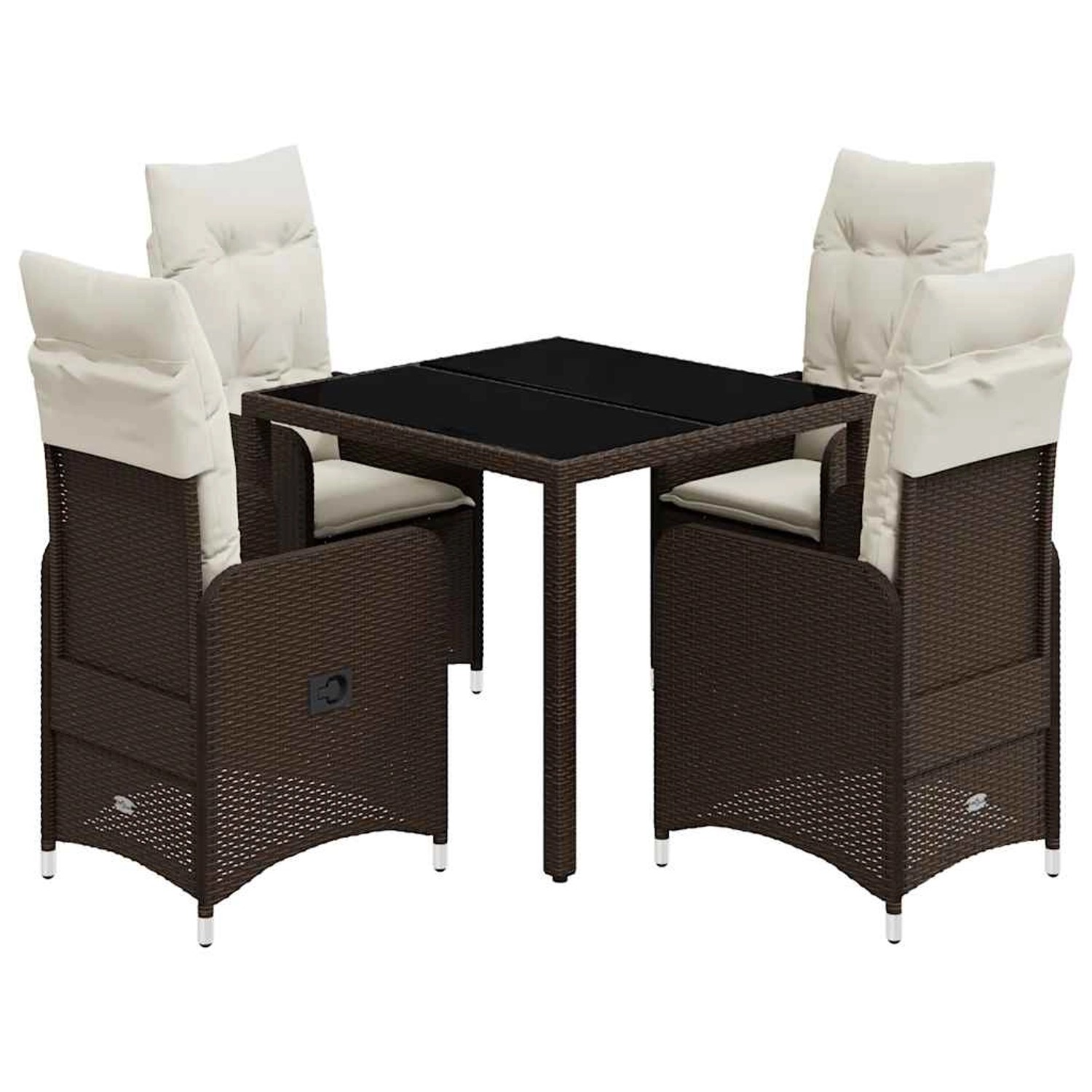 vidaXL 5-Tlg Garten-Bistro-Set mit Kissen Braun Poly Rattan 3277064