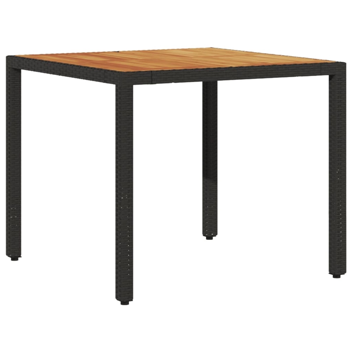 vidaXL Gartentisch mit Holzplatte Schwarz 90x90x75 cm Poly Rattan 365529 günstig online kaufen
