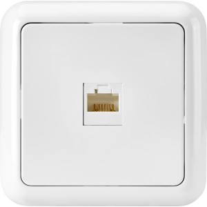 OBI ISDN Telefondose Penelope, polarweiß, mit Rahmen und RJ45-Ausgang für Unterputz-Montage.