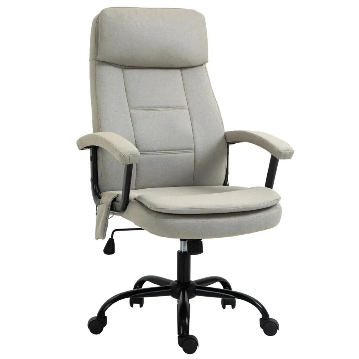 Vinsetto Schreibtischstuhl Bürostuhl mit Massagefunktion, Chefsessel mit Wippfunktion (Massagebürostuhl, 1 St), Drehstuhl, höhenverstellbar Lendenwirbelsäulenmassage, Beige