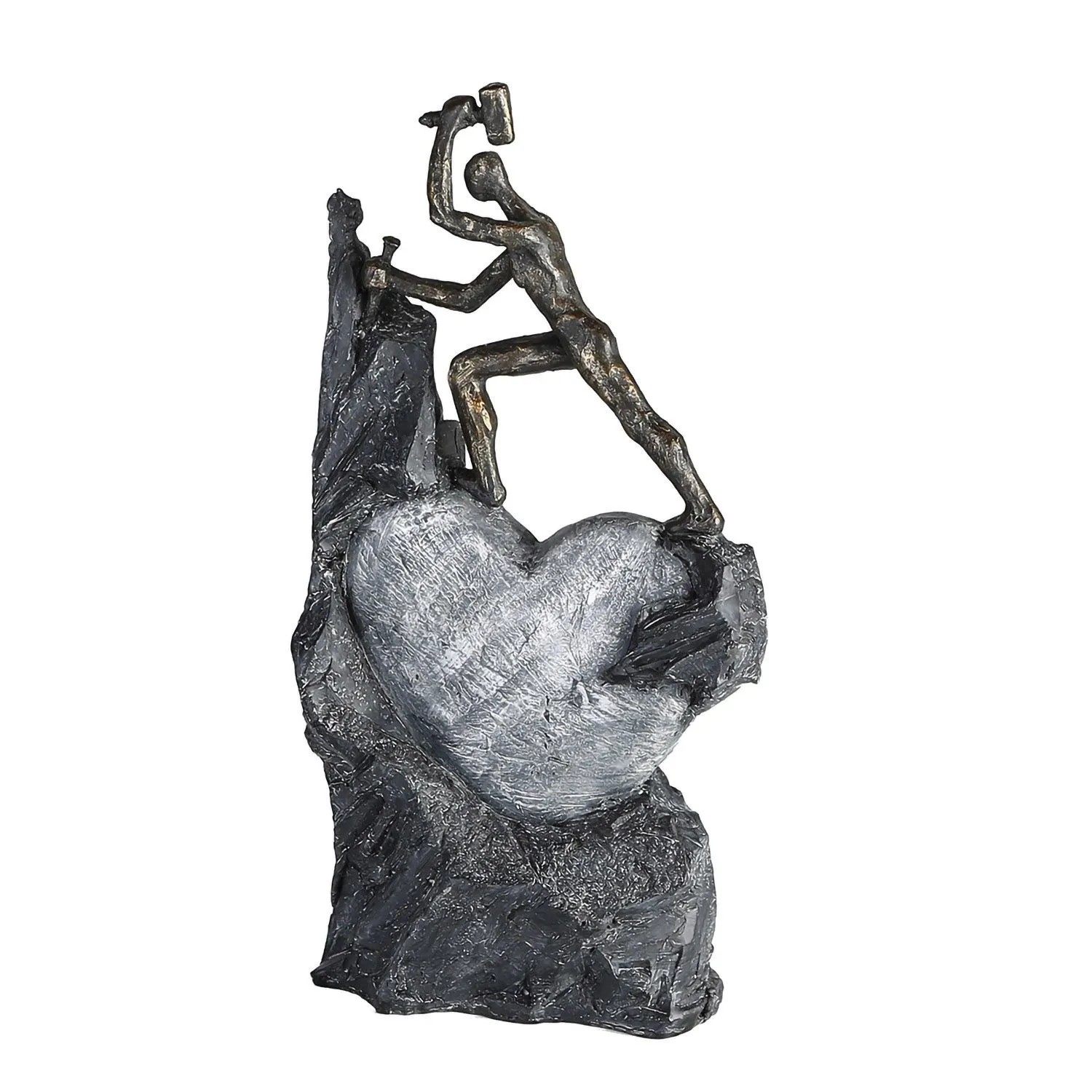 Gilde Skulptur Heart Bronzefarben Grau 37 cm x 19 cm