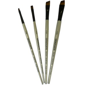 Daler-Rowney Graduate Pinselset, 4 Synthetikpinsel für Multitechnik, Schrägmaler.