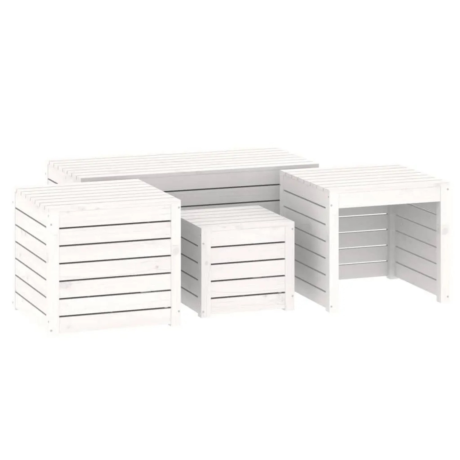 vidaXL 4-Tlg Gartenbox-Set Weiß Massivholz Kiefer 3154667
