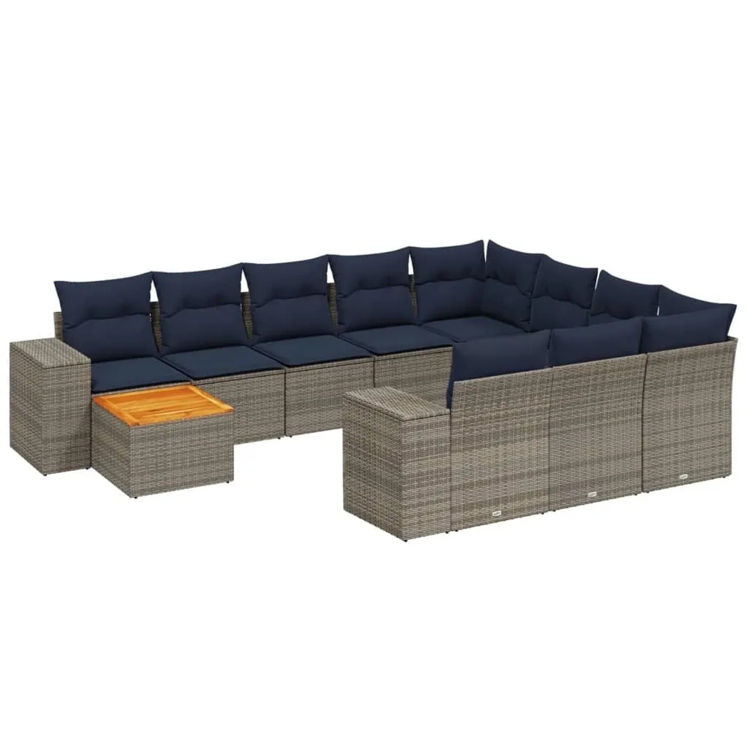 vidaXL 11-Tlg Gartensofa-Set mit Kissen Grau Polyrattan 3225634 günstig online kaufen