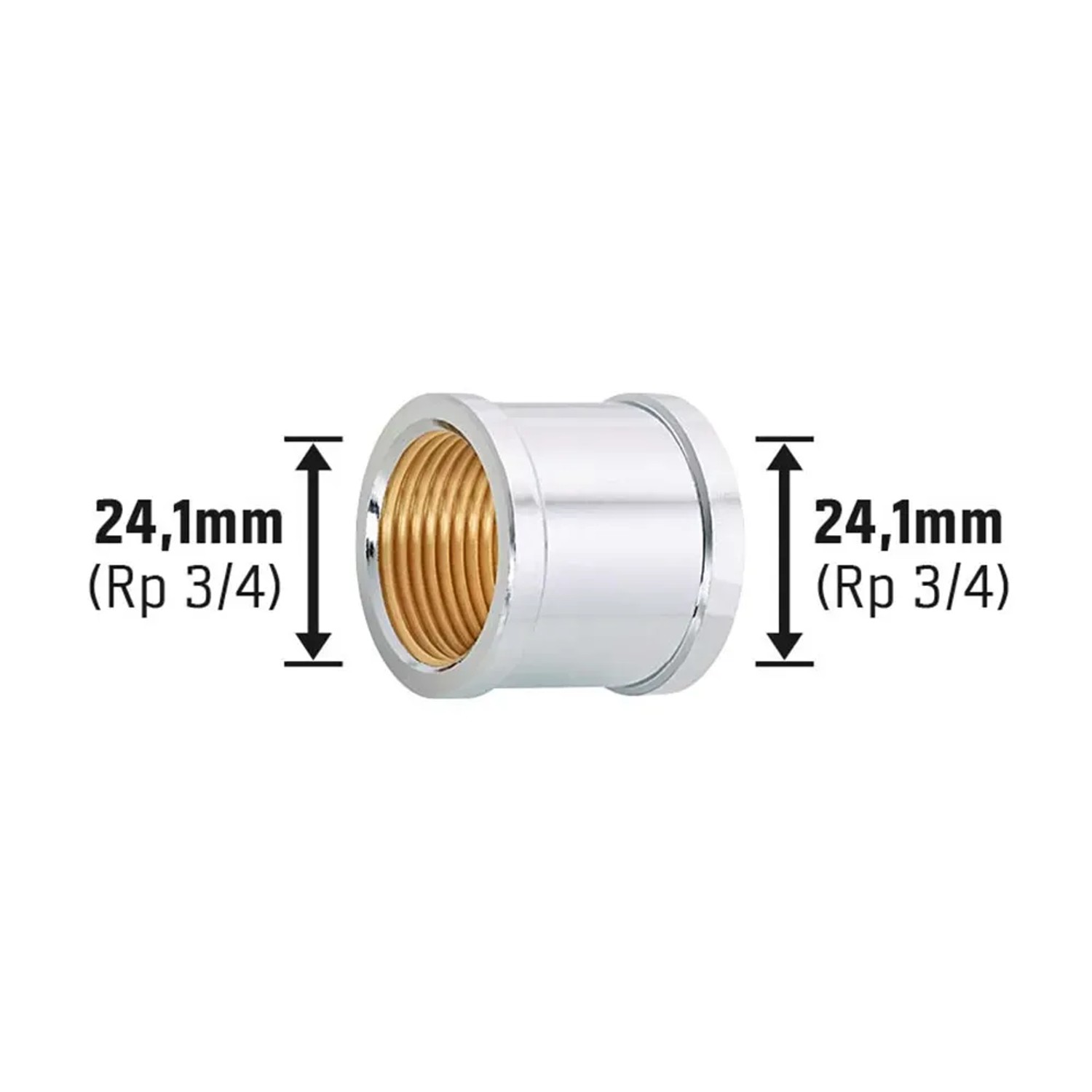 Messing Muffe, 24,1 mm (Rp 3/4) für Gewindefittings.