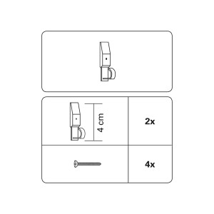 Gardinia Raffhaken Sina in Edelstahl-Optik, Set mit Nägeln zur Wandbefestigung.