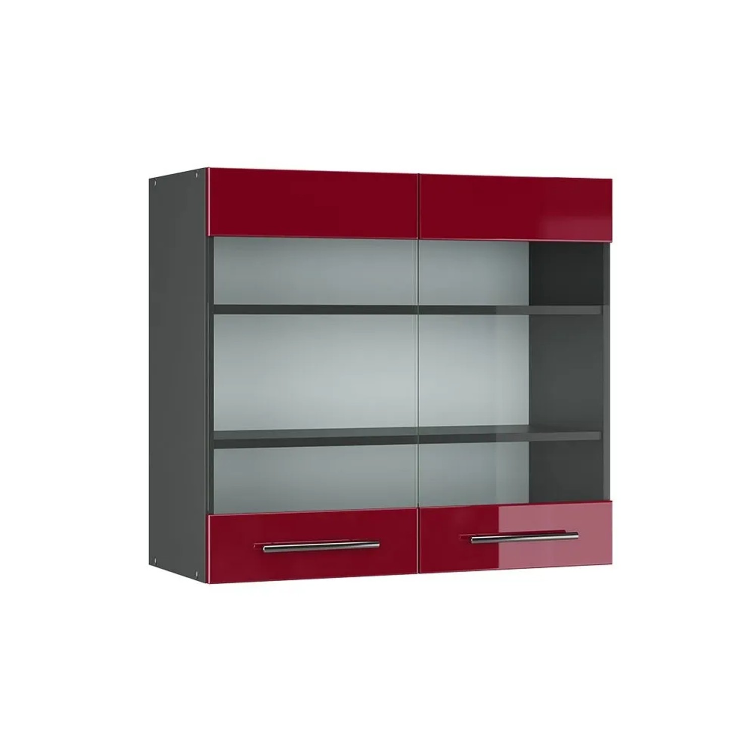 Vicco Küchenglasschrank Fame-Line Glashängeschrank Bordeaux Hochglanz Anthrazit 80 cm