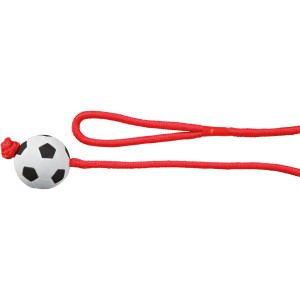Jollypaw Fußball am Seil, Moosgummi, Ø 6cm, 1m, Apportierspielzeug für Hunde.