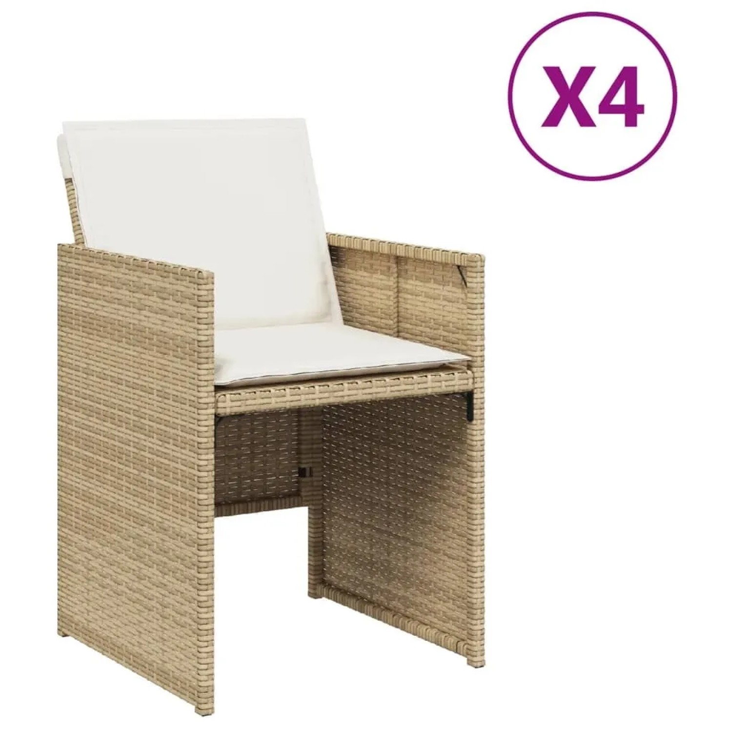 Furnicato Gartenstuhl Beige Pe Rattan 50 5 X 54 X 79 Cm Mit Kissen Cremeweiß
