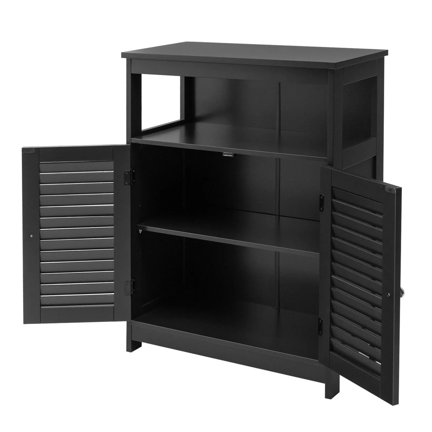 Costway Badezimmer Schrank Freistehender Badschrank Küchenschrank Schwarz