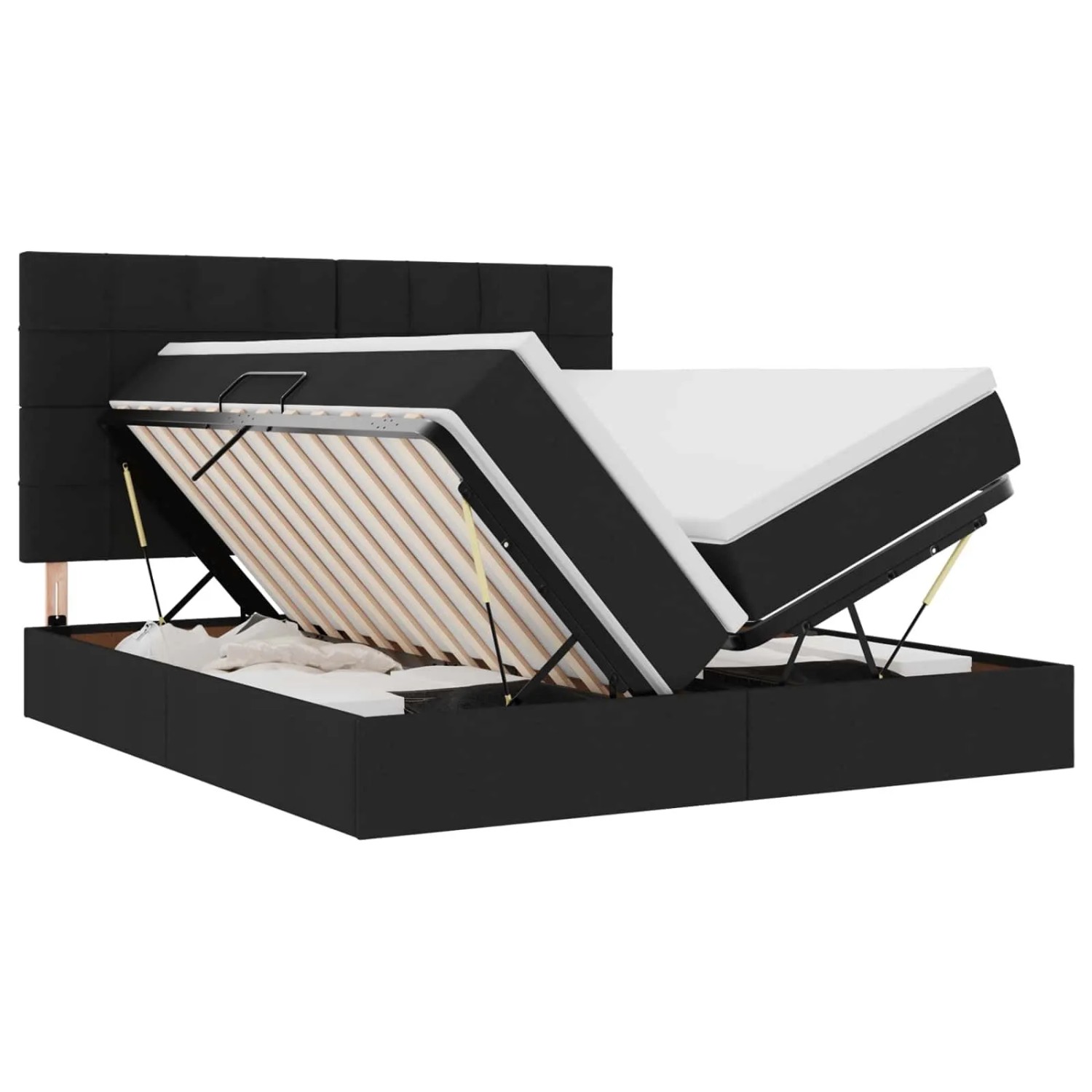 vidaXL Bett mit LED-Lichtleisten Schwarz 180 x 200 cm Stoff 3372835