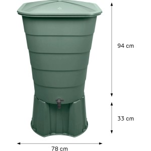 Garantia IBIZA Regentonne 300 l, eckig, grün, mit Deckel und Hahn. Ideal zur Regenwassernutzung im Garten.