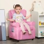 Rosa HOMCOM Kindersofa mit Fußstütze, verstellbar, mit Kind.