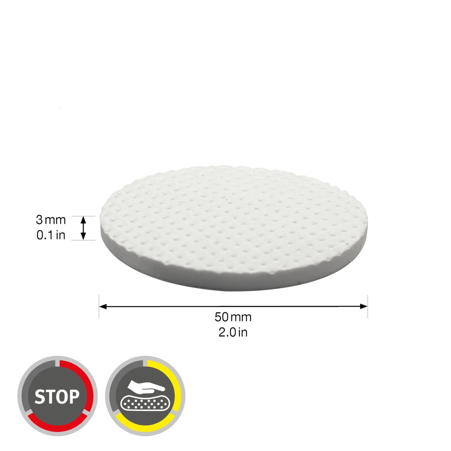 Wagner Softpads-Set, 4 weiße Möbelgleiter Ø 50 mm, 3 mm dick, zum Schutz von Oberflächen.