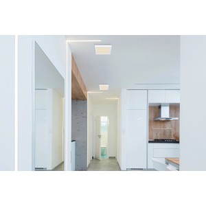 Weiße, quadratische LED-Deckenleuchte Lasse von Globo, 1-flammig, für moderne Innenräume.