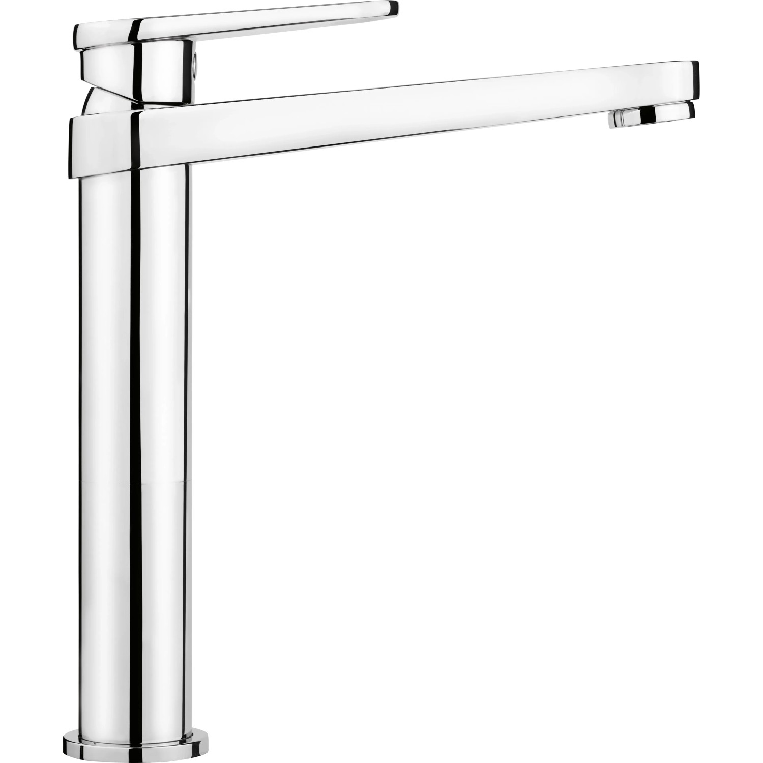 Moderne, hohe Waschtischarmatur WT-191 von baliv in Chrom für Aufsatzwaschbecken.