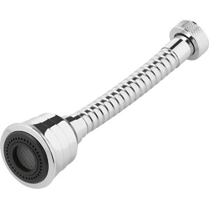 Verchromter Ersatz-Hahnschlauch mit Glockenbrause für Mischdüsen.