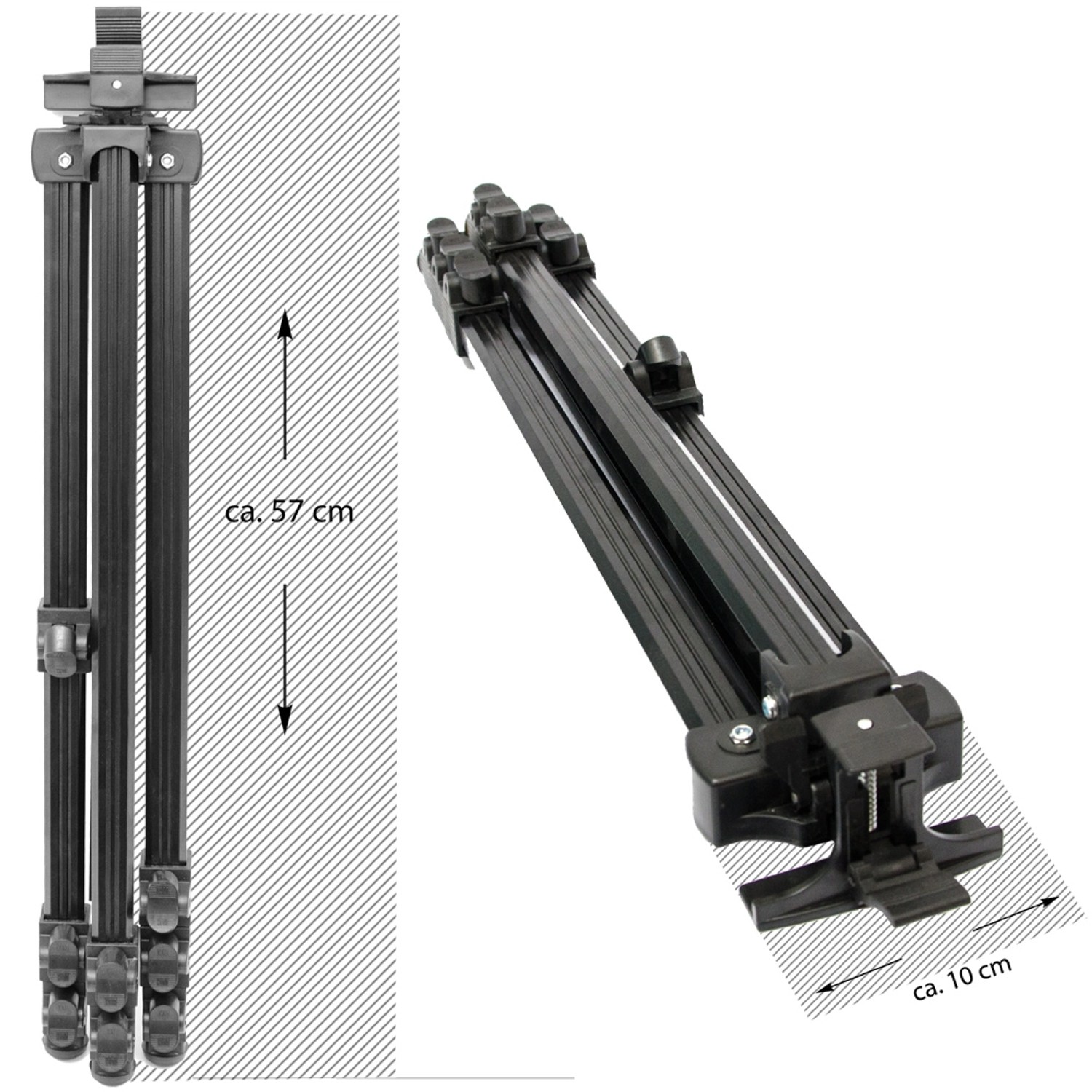 Zusammengeklappte, schwarze eyepower Aluminium Staffelei, 58x180cm, für Keilrahmen bis 95cm Höhe.
