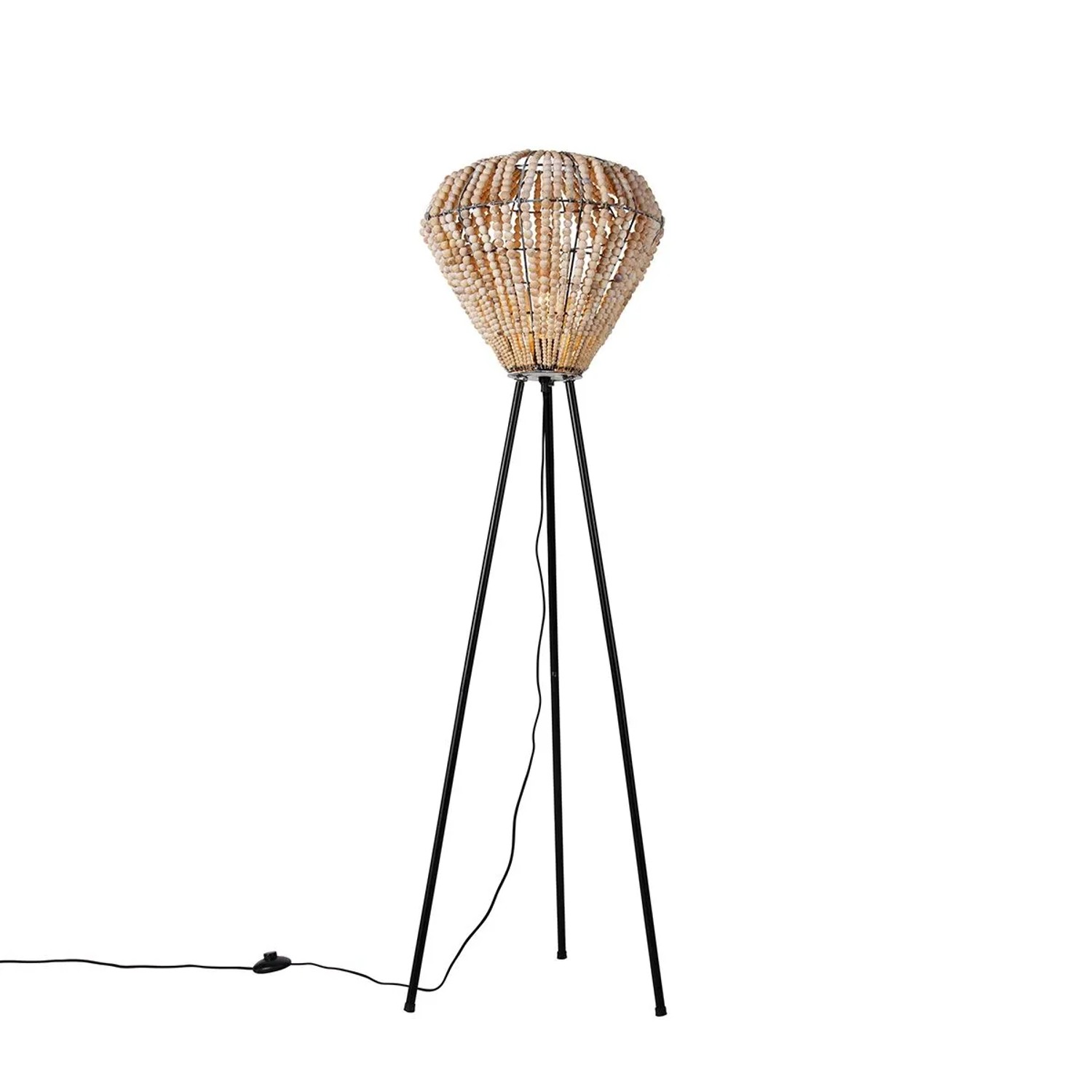 QAZQA Orientalische Stehlampe Beige mit Perlen Moti