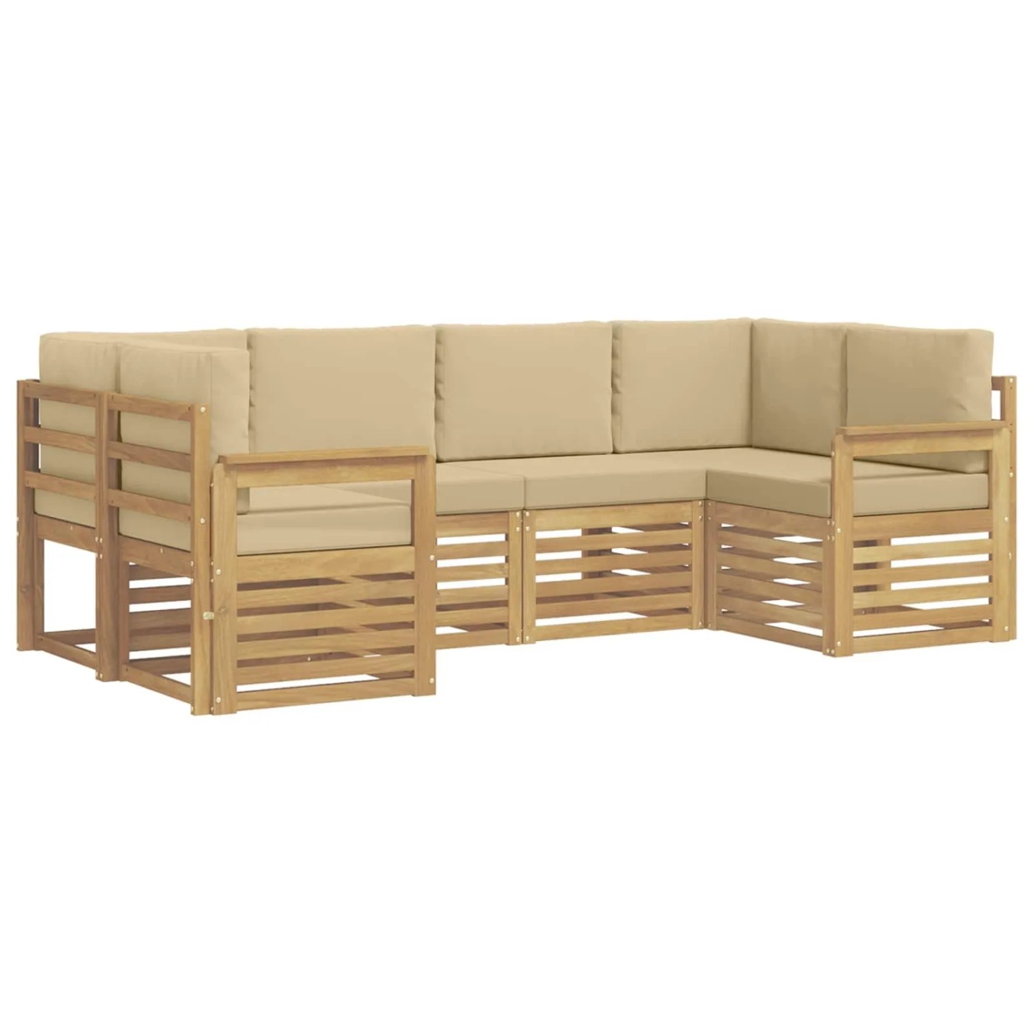 vidaXL Outdoor-Sofagarnitur 5-Tlg Weiß und Beige 245 x 128,5 x 73 cm 3392383