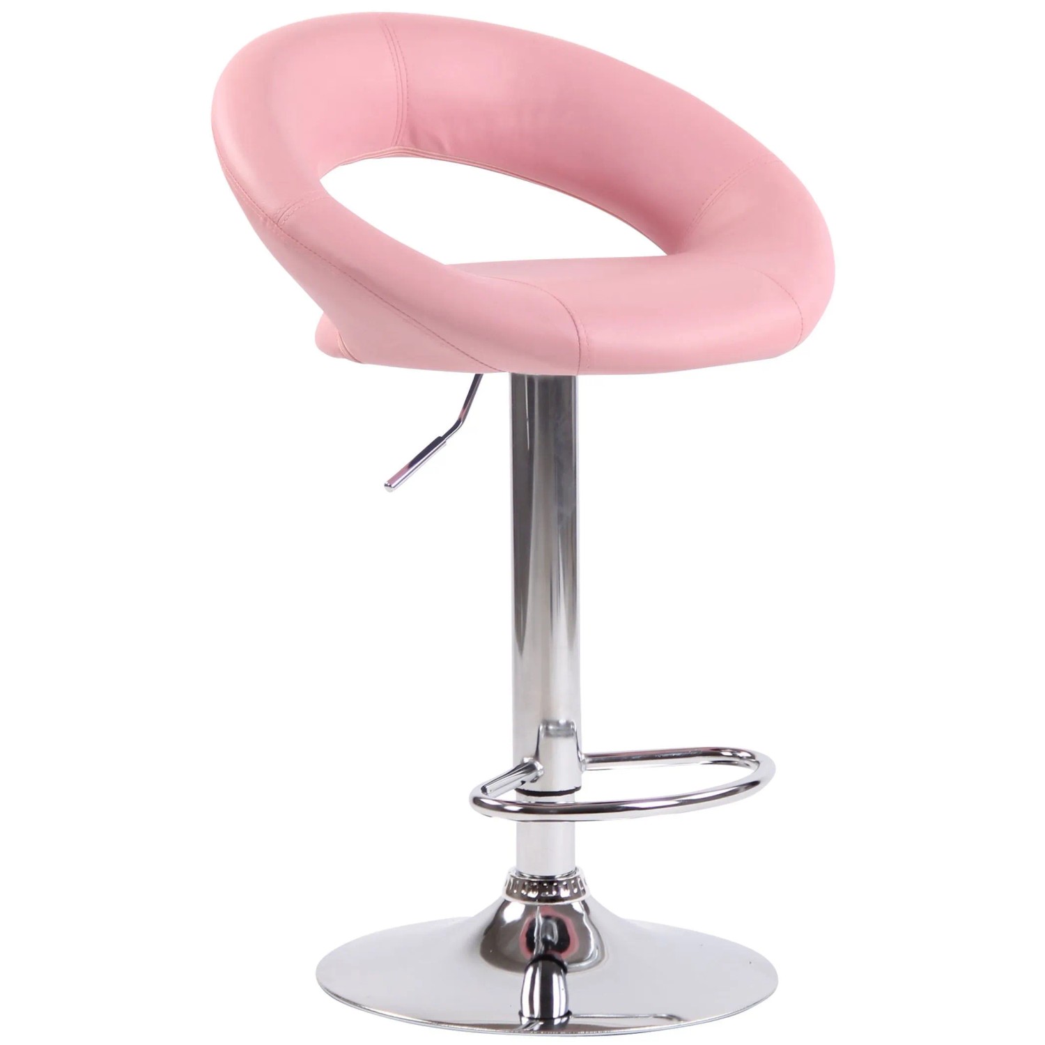 DELUKE Barhocker MEKIM Kunstleder Pink 53x47x80cm Silber Barstuhl Höhenverstellbar Mit Lehne Drehbar Tresenhocker Tresen...