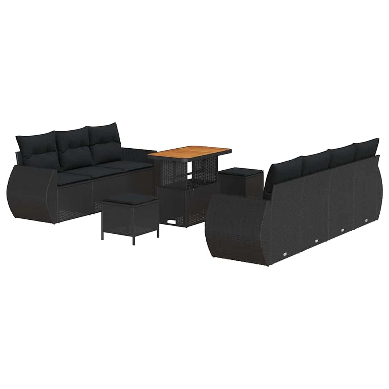 vidaXL Garten-Sofa-Set 10-Tlg Schwarz Poly Rattan 3361839 günstig online kaufen