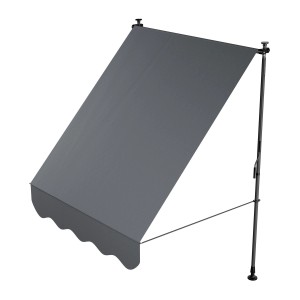 Graue Juskys Klemmmarkise Kapstadt 150x120 cm für Balkon & Terrasse, einfache Montage ohne Bohren.