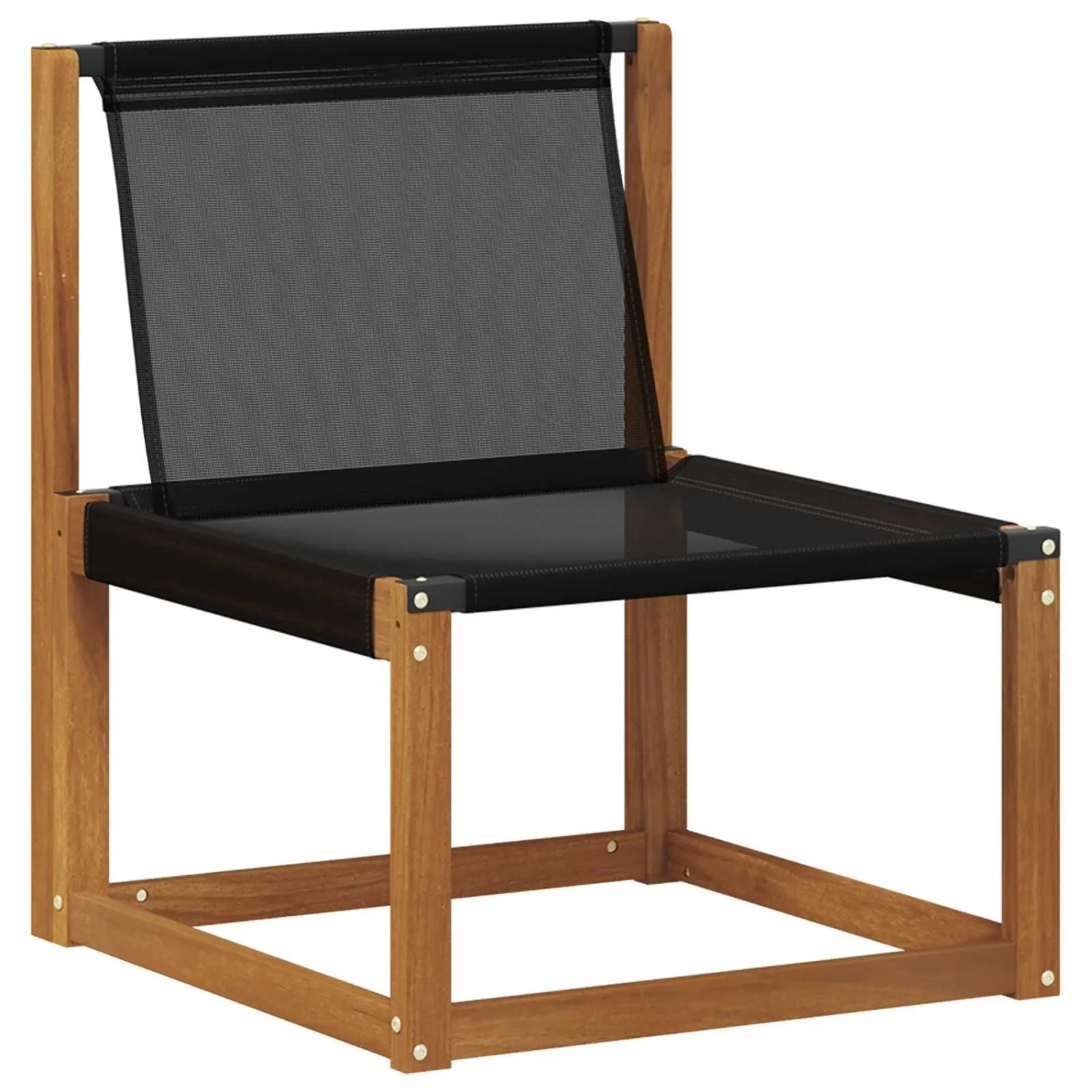 vidaXL Gartenstuhl: Akazie, Textilene, Natur/Creme, modulare Outdoor-Sitzgruppe.