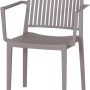 Stapelbarer Gartenstuhl Lane von Siena Garden in Taupe mit Armlehnen und Lattenmuster.