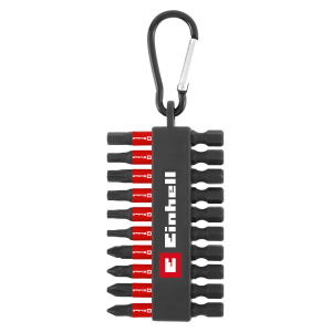 Einhell Impact Bit-Set, 10-teilig im Taschenformat mit Karabiner, verschiedene Schraubenzieher-Bits.