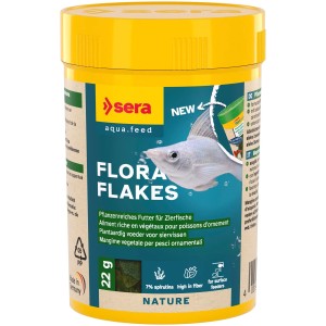 Sera Flockenfutter Flora Flakes, 100ml Dose. Pflanzenbasiertes Futter für Zierfische.