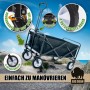 Faltbarer BigDean Bollerwagen mit robustem Gestell und schwarzen Stoffwänden. Ideal für Camping.